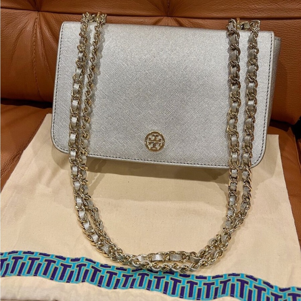Classic Silver Robinson Tory Burch Bag